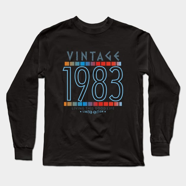 37th Birthday T-Shirt - Vintage 1983 Long Sleeve T-Shirt by Reshartinc